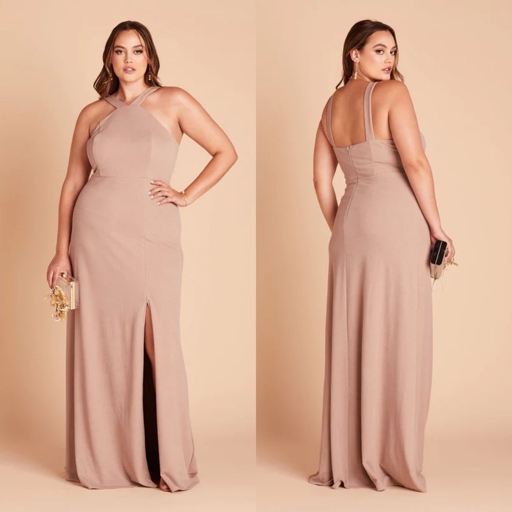 Birdy Grey Gene Taupe Crepe Bridesmaid Maxi Dress NWT Formal